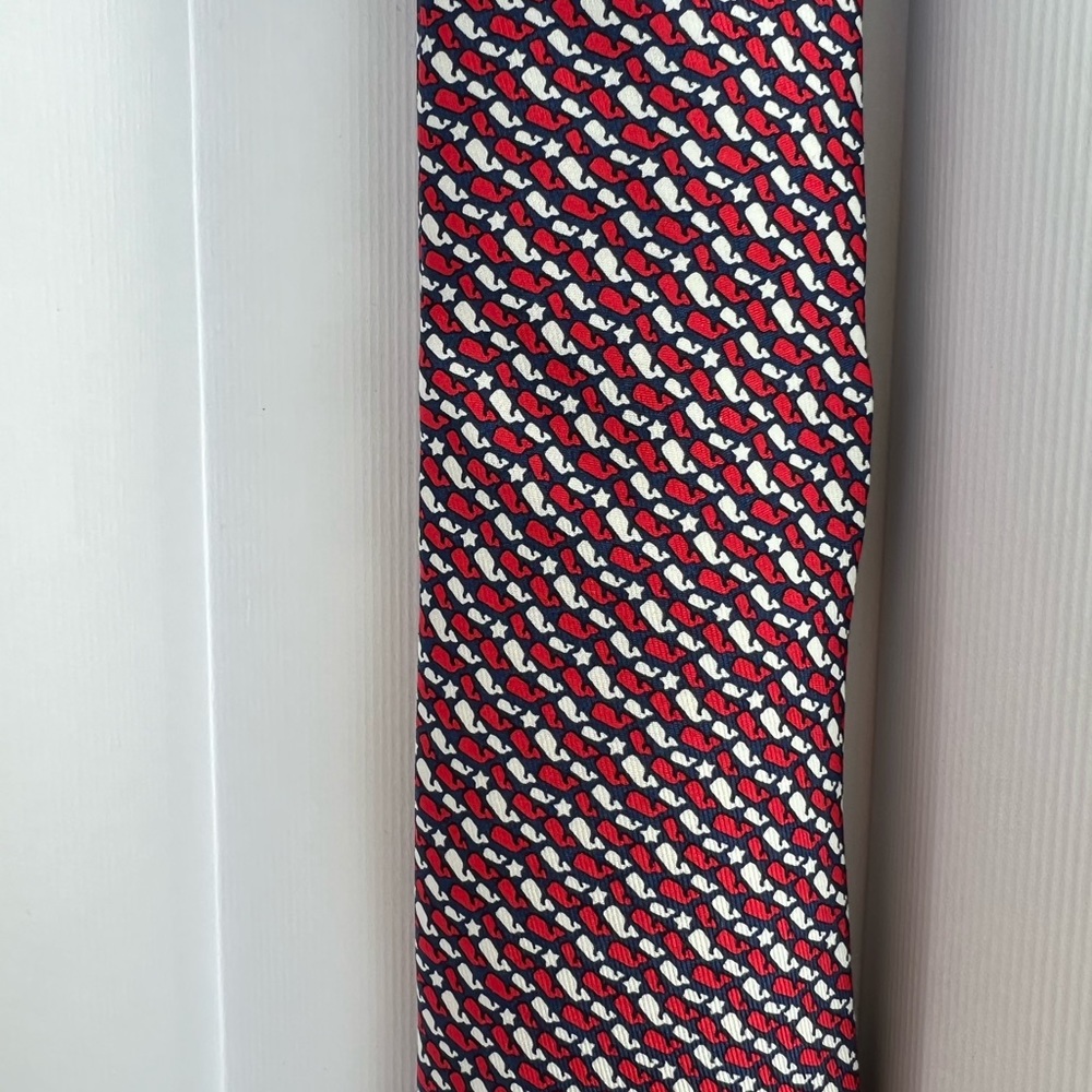 SOLD.  Vineyard Vines boys tie whale print new with tags and box